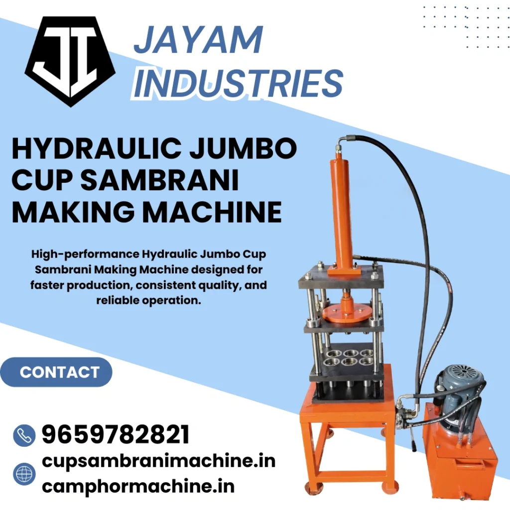 Hydraulic Jumbo Cup Sambrani Making Machine Manufacturer